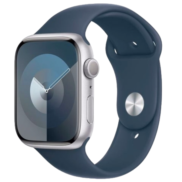 Apple Watch Series 9 45mm Silver Aluminum Case Blue Sport Band