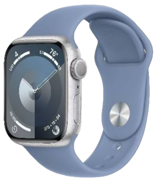 Apple Watch Series 9 41mm Silver Aluminum Case Winter Blue Sport Band